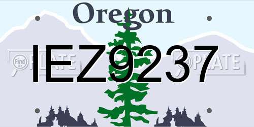 IEZ9237 Oregon License Plate