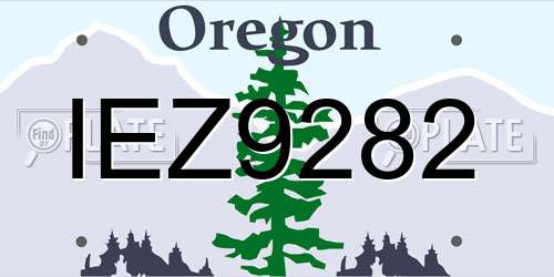 IEZ9282 Oregon License Plate