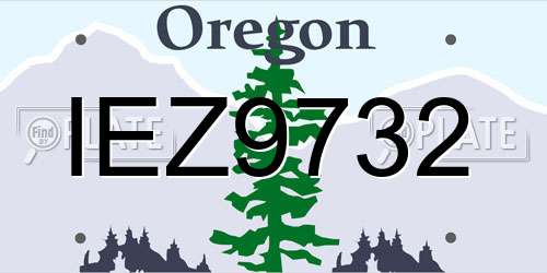 IEZ9732 Oregon License Plate