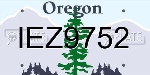 IEZ9752 Oregon License Plate