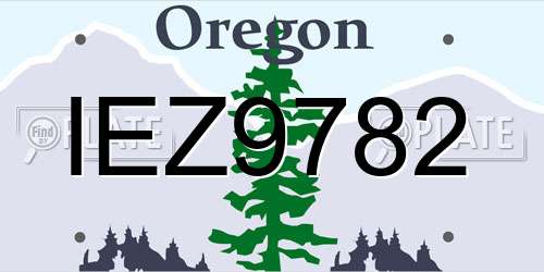 IEZ9782 Oregon License Plate