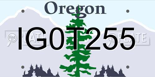 IG0T255 Oregon License Plate