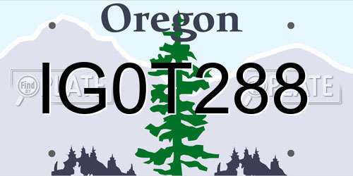 IG0T288 Oregon License Plate
