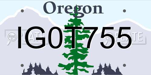 IG0T755 Oregon License Plate
