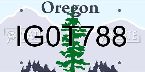 IG0T788 Oregon License Plate