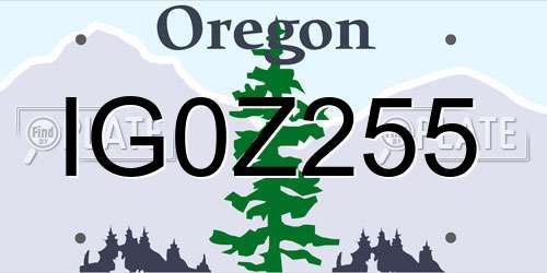 IG0Z255 Oregon License Plate