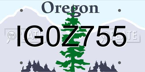 IG0Z755 Oregon License Plate