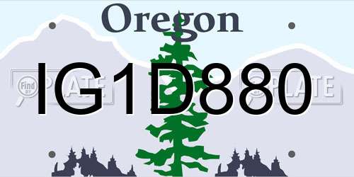 IG1D880 Oregon License Plate