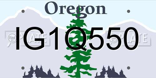 IG1Q550 Oregon License Plate