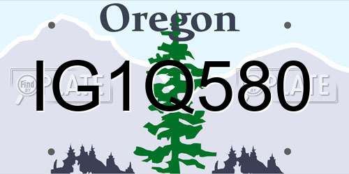 IG1Q580 Oregon License Plate