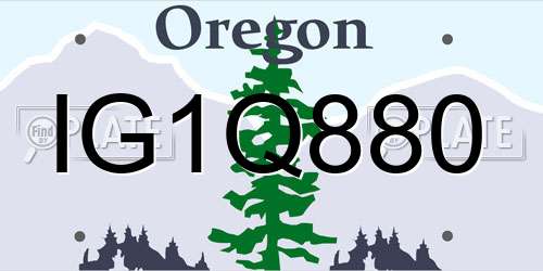 IG1Q880 Oregon License Plate