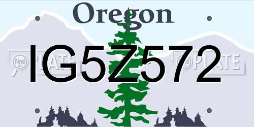 IG5Z572 Oregon License Plate
