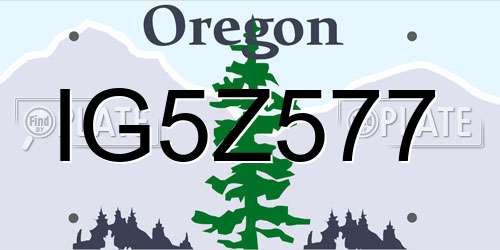 IG5Z577 Oregon License Plate