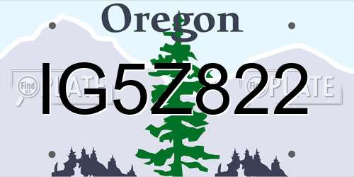 IG5Z822 Oregon License Plate