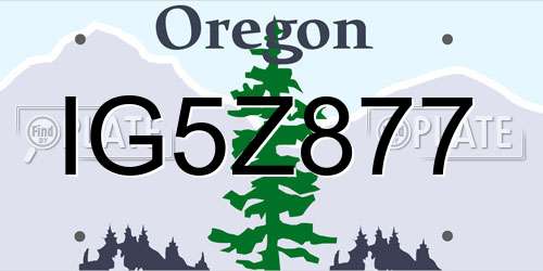 IG5Z877 Oregon License Plate