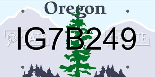 IG7B249 Oregon License Plate