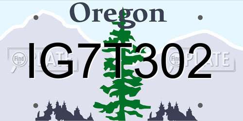 IG7T302 Oregon License Plate