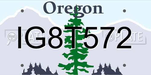 IG8T572 Oregon License Plate