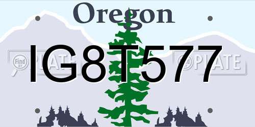 IG8T577 Oregon License Plate