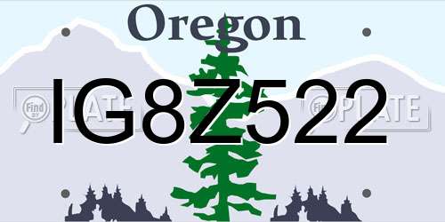 IG8Z522 Oregon License Plate
