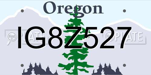 IG8Z527 Oregon License Plate