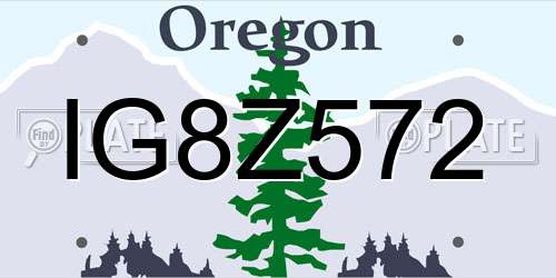 IG8Z572 Oregon License Plate