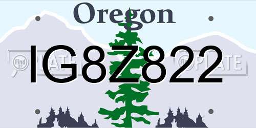 IG8Z822 Oregon License Plate
