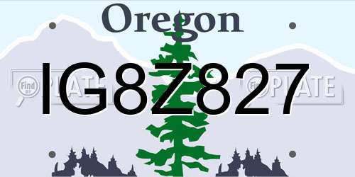 IG8Z827 Oregon License Plate