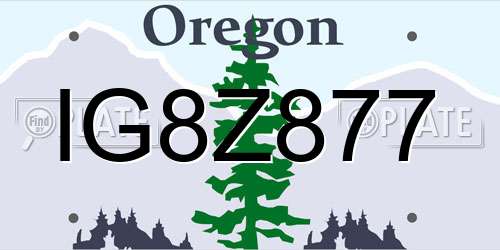 IG8Z877 Oregon License Plate