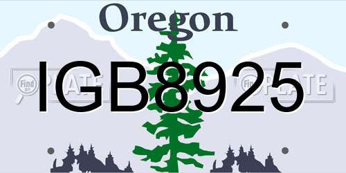 IGB8925 Oregon License Plate