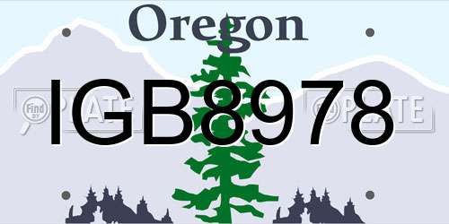 IGB8978 Oregon License Plate