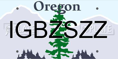 IGBZSZZ Oregon License Plate