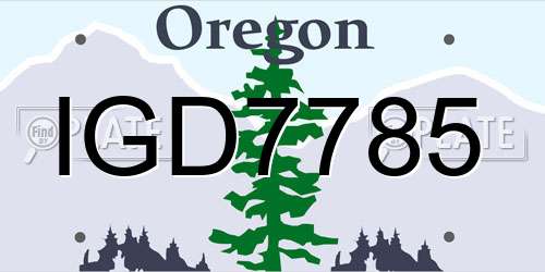 IGD7785 Oregon License Plate