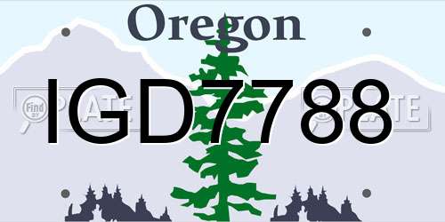 IGD7788 Oregon License Plate