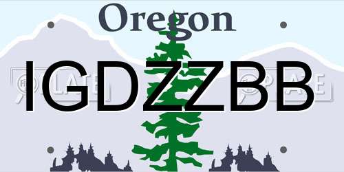 IGDZZBB Oregon License Plate