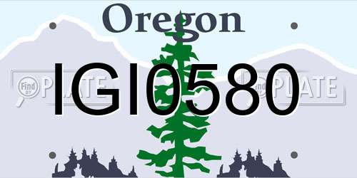 IGI0580 Oregon License Plate