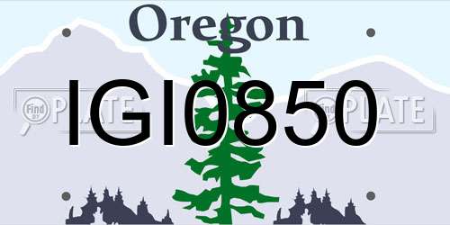 IGI0850 Oregon License Plate