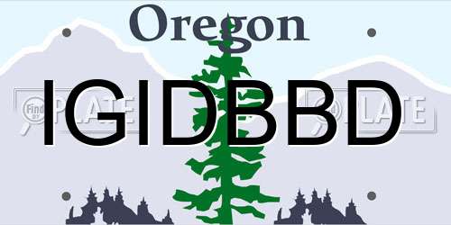 IGIDBBD Oregon License Plate