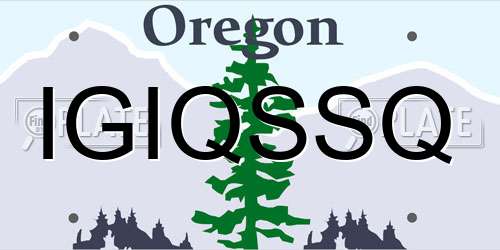 IGIQSSQ Oregon License Plate