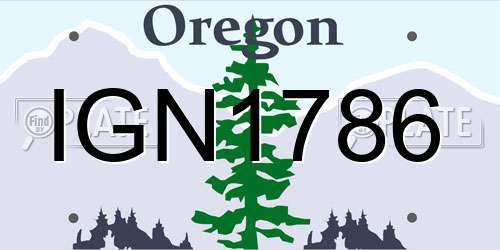 IGN1786 Oregon License Plate