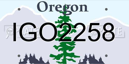 IGO2258 Oregon License Plate