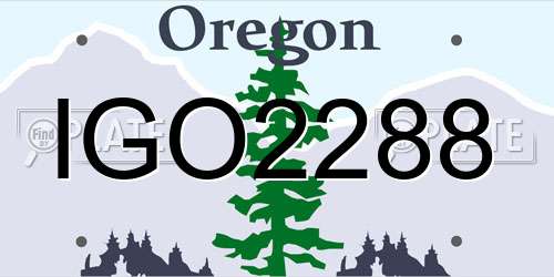 IGO2288 Oregon License Plate