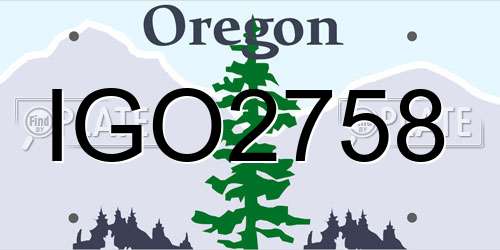 IGO2758 Oregon License Plate