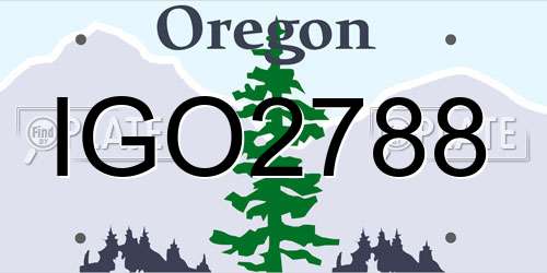 IGO2788 Oregon License Plate