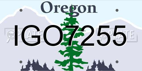 IGO7255 Oregon License Plate