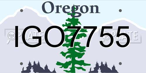 IGO7755 Oregon License Plate