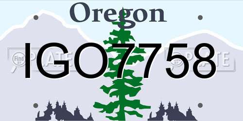 IGO7758 Oregon License Plate