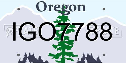 IGO7788 Oregon License Plate