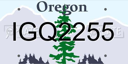 IGQ2255 Oregon License Plate