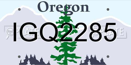 IGQ2285 Oregon License Plate